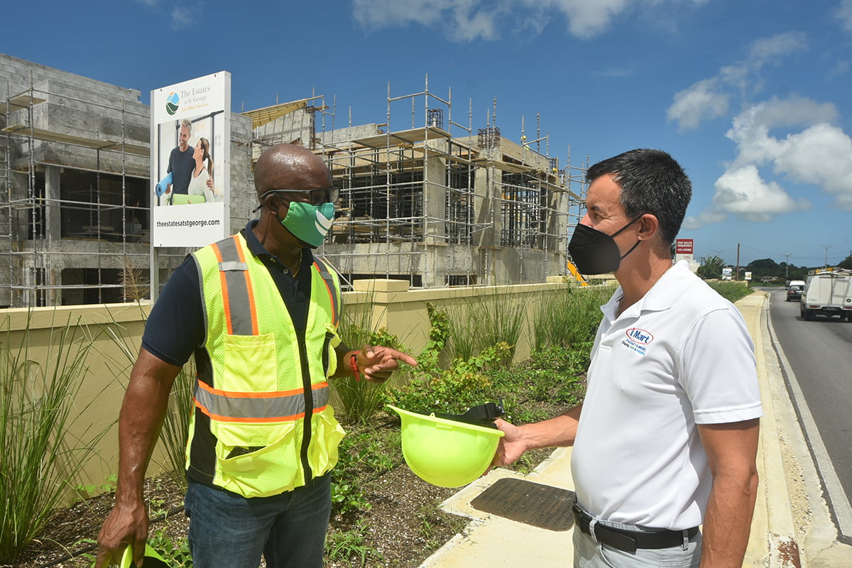 Vice President of Project Development with Sagicor Life, Ezra Prescod (left with Aldo Ho-Kong-King, Managing Director of iMart Pharmacy. The Estates at St. George announced iMart Pharmacy will be part of the Estates Commercial centre.